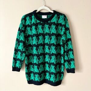 HOT STUFF | Vintage Green Maple Leave Knit Sweater Sz M